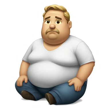 A fat man siting and thinking something  sticker