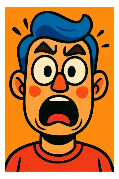 shocked face, cartoon style, vibrant colors sticker