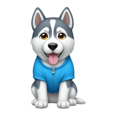 husky in a blue romper  sticker