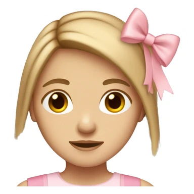 Teenager girl long light Brown hair light-pink bow sticker