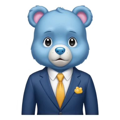 Care bear with a suit sad in the metro sticker