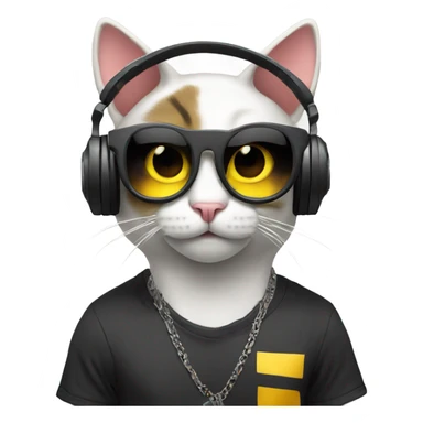 cat dj in a club sticker