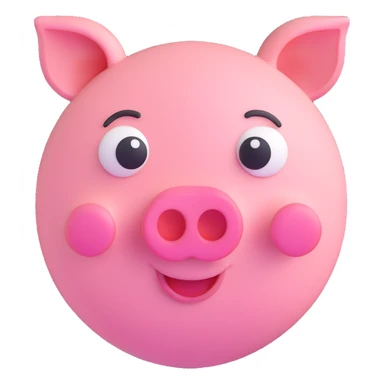 3D smiley emoji, round shape, lucky pig, lucky face sticker