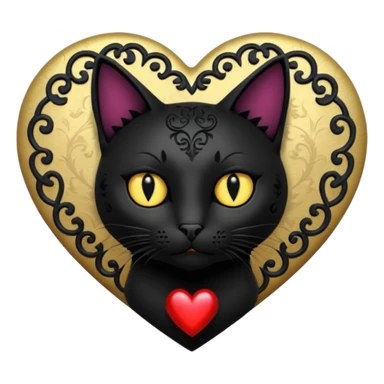 realistic gothic heart with a black cat sticker