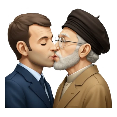 Emmanuel Macron kissing ali khamanei sticker