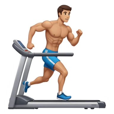 brunette buff guy running on treadmill sticker
