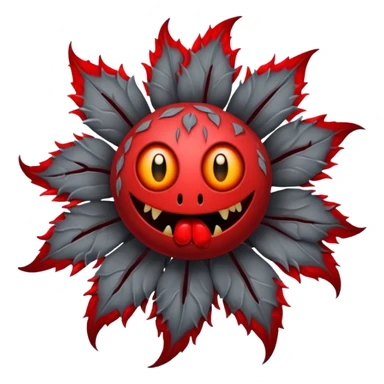 Grey creepy flower with red and blood on inside but as a monster sticker