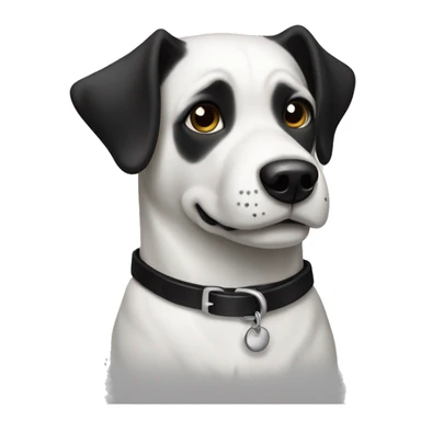 Black and white dog with black collar on  sticker