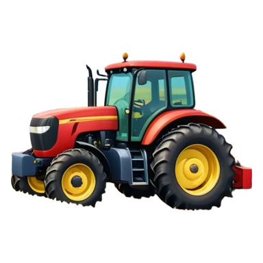An icon showing close-up tractor in a colorful rural landscape, inspired by Farming Simulator 22. The design features vibrant fields, barns, and crops under a bright sky, with tractors working the land. The peaceful and immersive farming environment is highlighted with a transparent background sticker