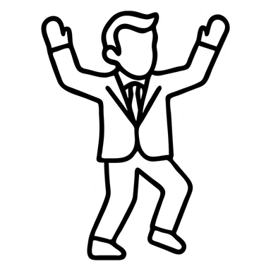 French President Emmanuel Macron dancing with arms raised sticker
