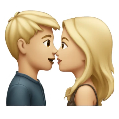 blonde boy and dark blonde girl kissing sticker