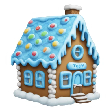 Blue icing gingerbread house sticker