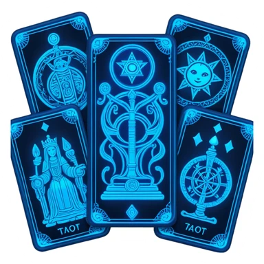 blue neon 2 tarot cards sticker