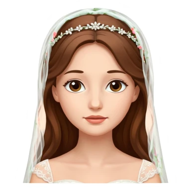 Blonde skin bride with a long veil with brown hair with a chin on her face sticker