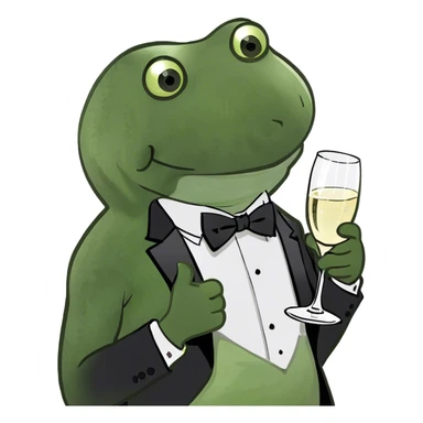 Man I’m tuxedo winking and holding champagne  sticker