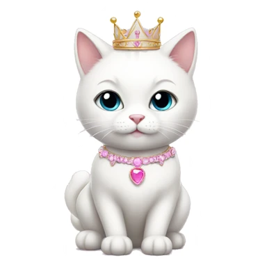 White cat in pink princess dress with tiara sticker