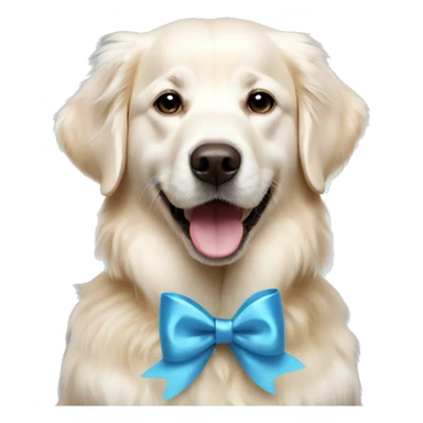 white golden retriever having birthday sticker
