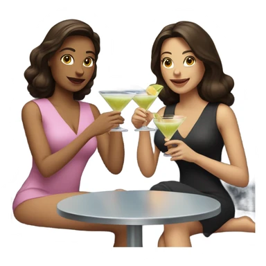  women two friends sipping martinis brunettes sticker