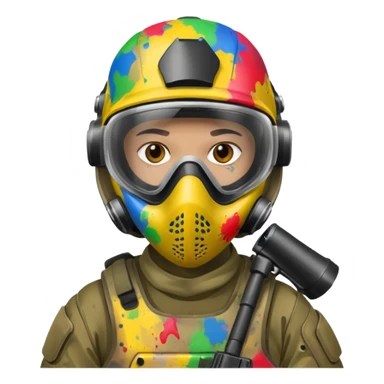 paintball player face shot with lots of colors sticker