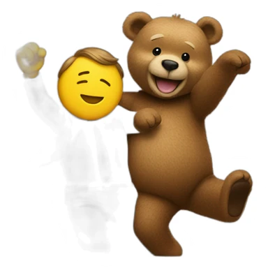 macron dancing with ted bear sticker