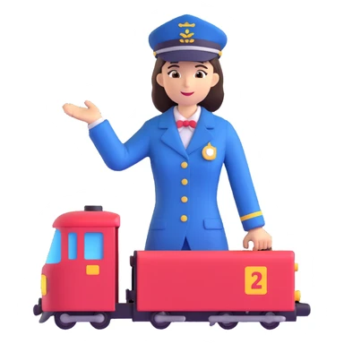 female train conductor with a train in the background sticker