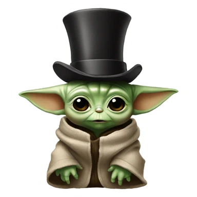Baby Yoda wearing a top hat sticker