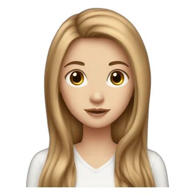 White girl with long brown hair sticker