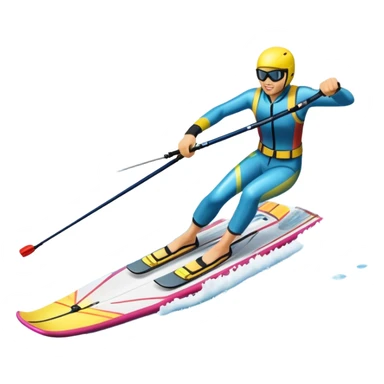An icon featuring a close-up collage of water skis, splashing water across the surface. The design highlights the motion of the skis cutting through the water. Transparent background emphasizes the thrill of water skiing. sticker