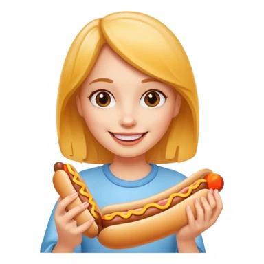 girl holding hot dog sticker