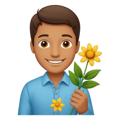 Man holding a flower smiling  sticker