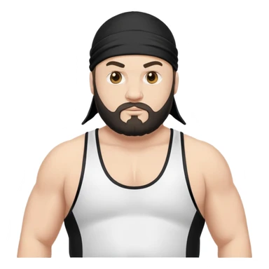 White skin fat guy with black durag and black beard in wrestling singlet sticker