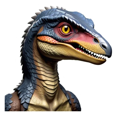 Cinematic Noble jurassic park Velociraptor Portrait Emoji, Poised and menacing, with a sleek, muscular build clad in dark, scaly skin reminiscent of jurassic park Park’s iconic raptor, a sharply curved snout and piercing, intelligent eyes that exude predatory cunning, Simplified yet boldly defined features, highly detailed, glowing with a cool, ominous radiance, high shine, intelligent and relentless, stylized with an air of cinematic prehistoric authority, focused and alert, soft glowing outline, capturing the essence of a watchful and confident jurassic park Velociraptor that appears ready to dash out of the screen with effortless power! sticker