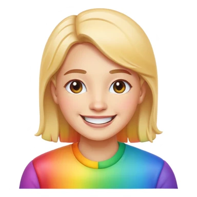 pride character, smiling, rainbow colors, inclusive and joyful vibe, modern Apple emoji style, clean vector look, soft gradients, simple background sticker