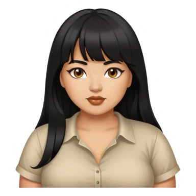 Latina female with bangs black long hair plus size with sexy shirt sticker