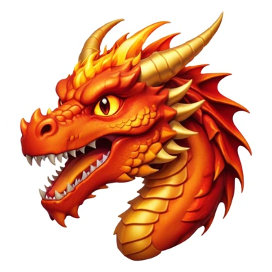 Cinematic Noble Fierce Fire Dragon Portrait Emoji, Poised and imposing, with a muscular, scaled body ablaze in fiery hues of crimson, molten orange, and molten gold, and intense, burning eyes that mirror the heart of a volcano; rendered with lifelike texture and dynamic natural highlights, high shine, formidable and intense, styled with an aura of scorching mythic power, focused and resolute, soft glowing outline, capturing the essence of a legendary inferno poised to ignite the screen with timeless ferocity! sticker