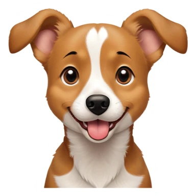 Create five unique dog emoji designs, each expressing a distinct emotion. Each emoji should have a simple, cartoon-style face with expressive features to convey:

Happiness – A smiling dog with bright, wide eyes, a wagging tongue, and perked-up ears.
Anxiety – A worried-looking dog with slightly lowered ears, raised eyebrows, and a small frown, possibly with sweat drops.
Excitement – A dog with wide, sparkling eyes, an open mouth, tongue out, and ears standing up, showing eagerness.
Fear – A scared dog with wide, trembling eyes, ears pinned back, and a small, closed mouth, possibly with a tear or shivering motion.
Affection – A loving dog with heart-shaped eyes, a small smile, and relaxed ears, possibly with a paw reaching out or a blushing effect.
Use bold black outlines, warm brown and tan tones, and simple but clear facial expressions to enhance each emotion. Keep the design cute, clean, and easy to recognize in a small emoji size. sticker