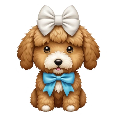 A golden doodle wearing a bow  sticker