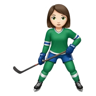 Girl hockey player full body with green jersey brunette sticker