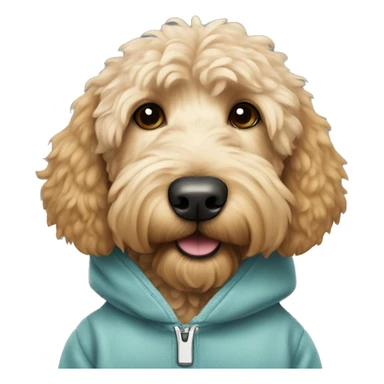 Golden doodle dog wearing a sweatshirt  sticker