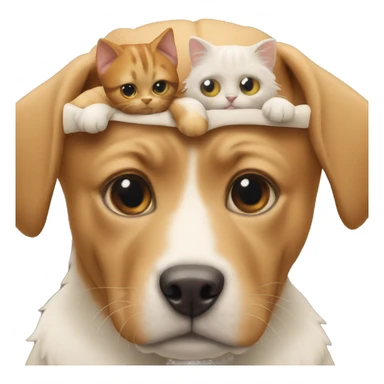 Dog with cat on its head sticker