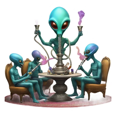 Aliens hitting a hookah sticker