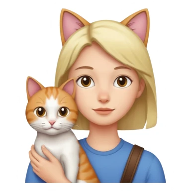 person with cat on their shoulder sticker