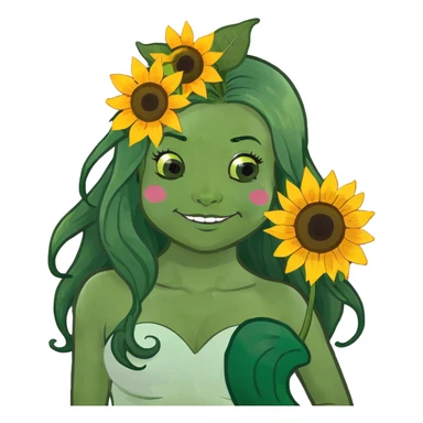 Mermaid with sunflower head sticker