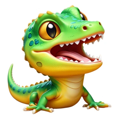 Cinematic Cute Yawning Gecko Portrait Emoji, Head tilted slightly with a dramatic, wide-open yawn, showcasing a compact, smooth-scaled body with slightly drooping eyelids and a relaxed, open-mouthed expression, Simplified yet irresistibly adorable features, highly detailed, glowing with a soft, cozy ambient glow, high shine, relaxed yet expressive, stylized with a hint of whimsical charm, soft glowing outline, capturing the essence of a drowsy yet affectionate gecko that appears ready to stretch out for a nap! sticker