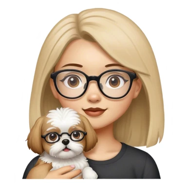 Girl with glasses and shitzu dog sticker