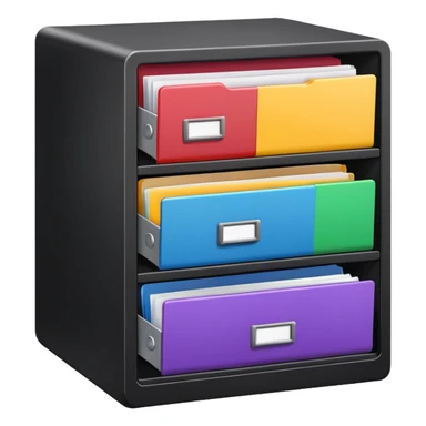 black filing cabinet with colorful folders sticker