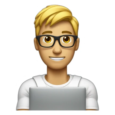 muscular nerd on computer coding  sticker