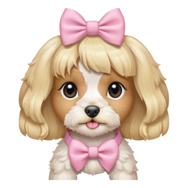 Coquette white blonde cavoodle wearing light pink coquette bows sticker