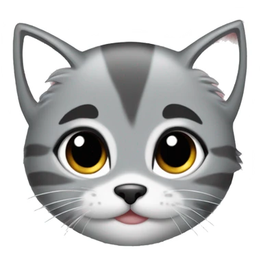 A cute grey kitten with a round black beard around its mouth sticker
