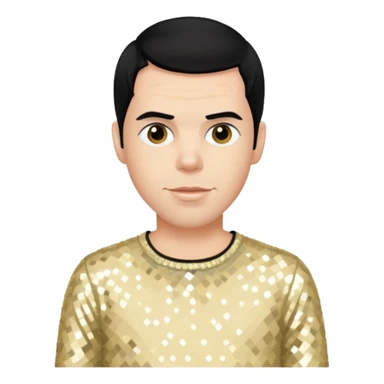Steve O from Jackass with black hair, cream sequin outfit sticker